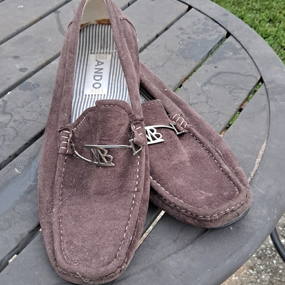 Mens brown suede slip on